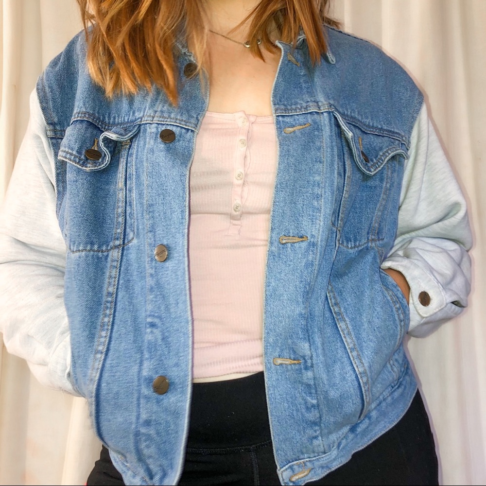 Vintage Bergamo Denim Jacket with Jersey Sleeves